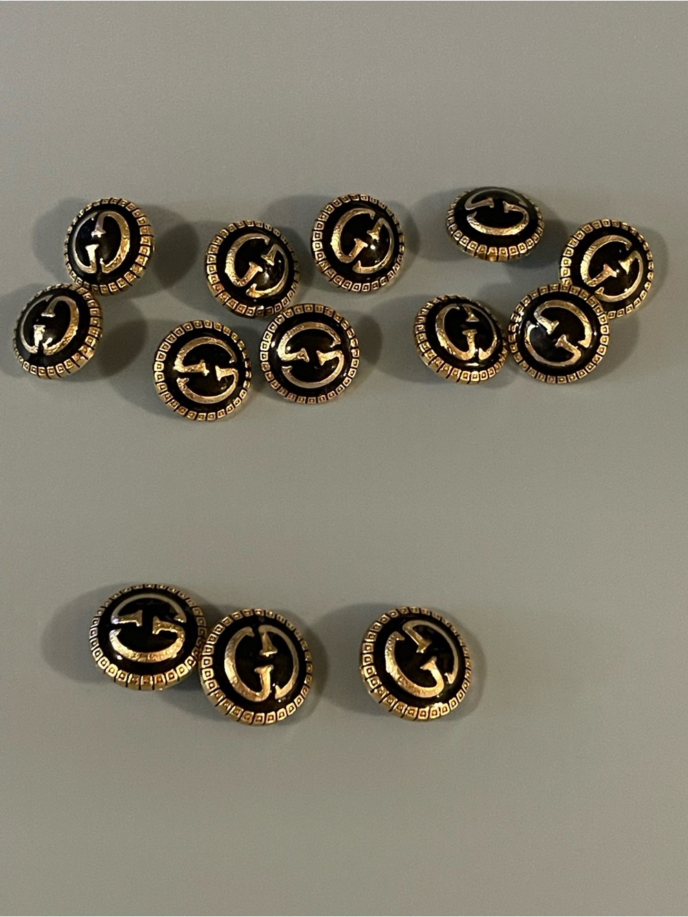 Gucci Black and Gold Round Logo Buttons 3 big 10 small